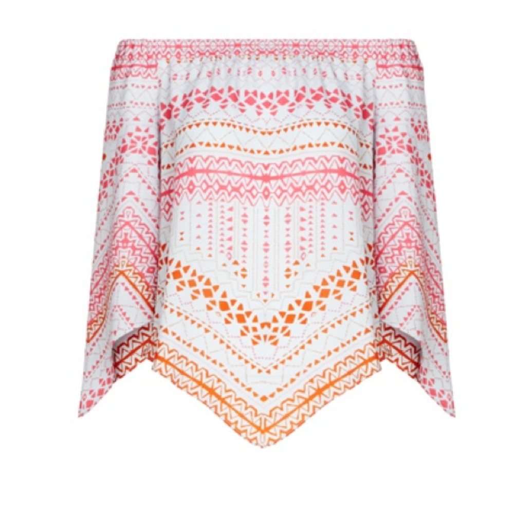 BCBGMaxAzria Pink and Orange Geometric Top